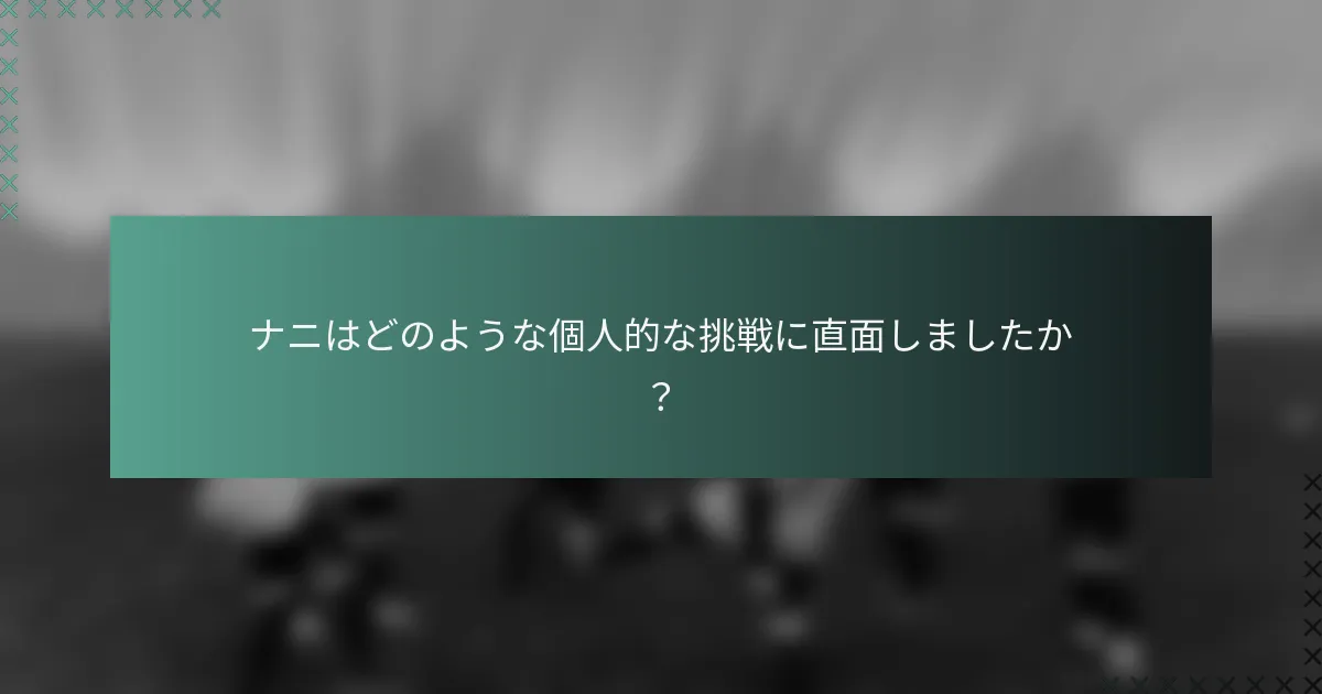 ナニはどのような個人的な挑戦に直面しましたか？
