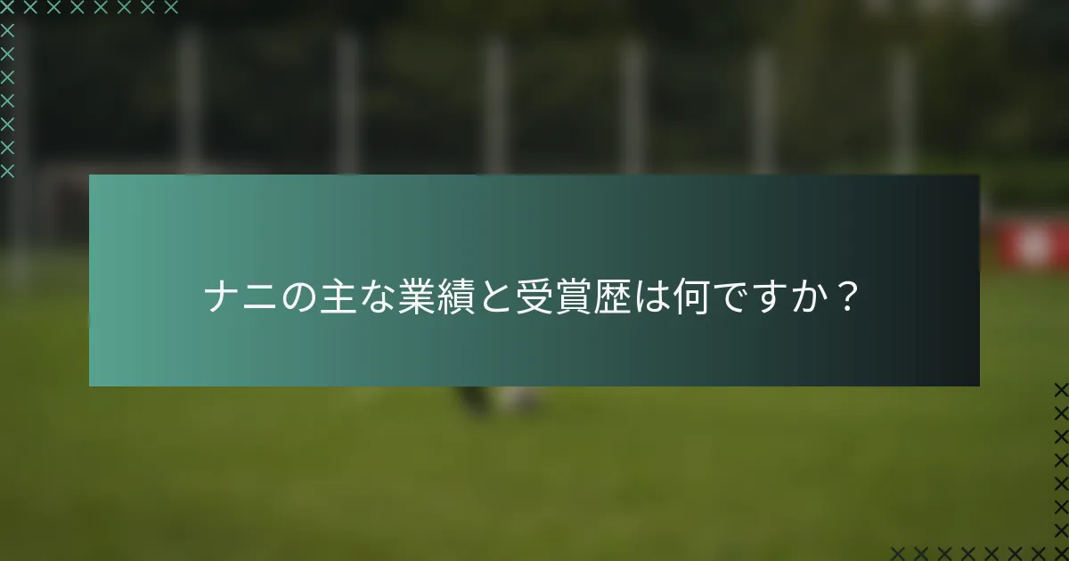 ナニの主な業績と受賞歴は何ですか？